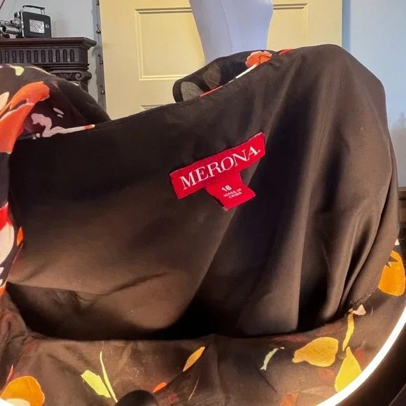 Target Merona Black Floral Sleeveless Dress with Ruffles. - Picture 7 of 7